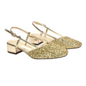 XY London Womens/Ladies Kira Glitter Low Heel Court Shoes / Gold